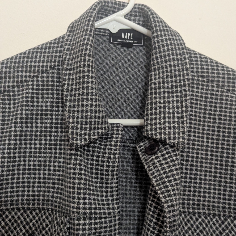 Have Men's Black and White Checkered Shirt Jacket - Picture 3 of 12